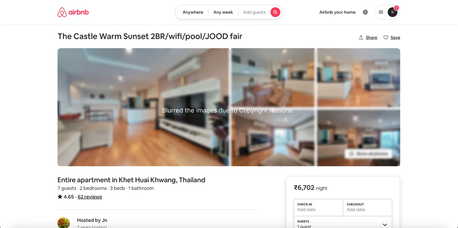 property listing on airbnb